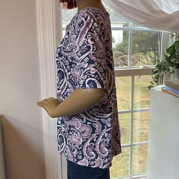 Talbots Purple Paisley Blouse - Picture 2 of 5